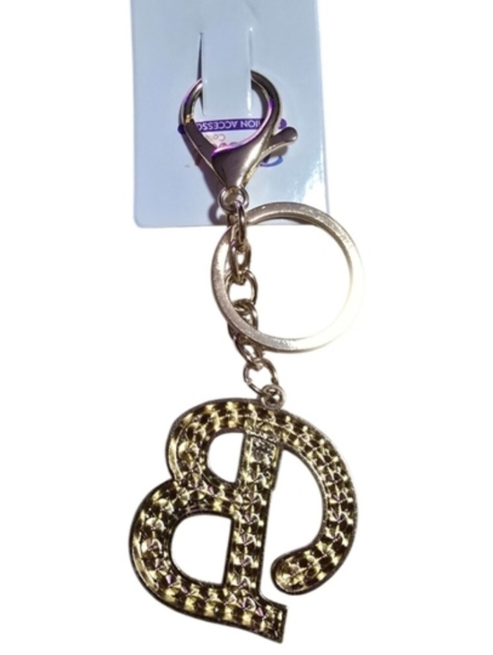 Gold Crystal 'B' Initial Keychain - Women Accessories - Picture 3 of 3